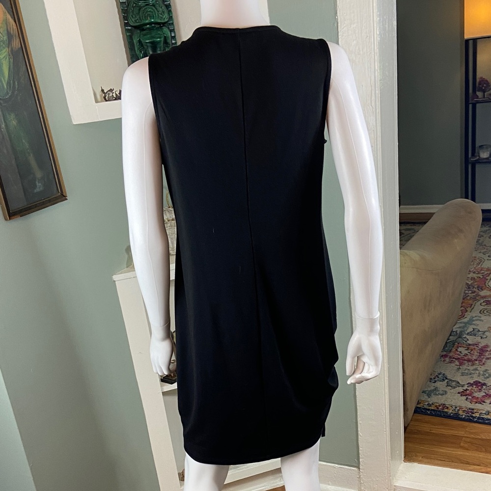 Emma & Michele Cinch Ruched Black Mini Dress Tank Top Side Tie M Sleeveless - Picture 8 of 10